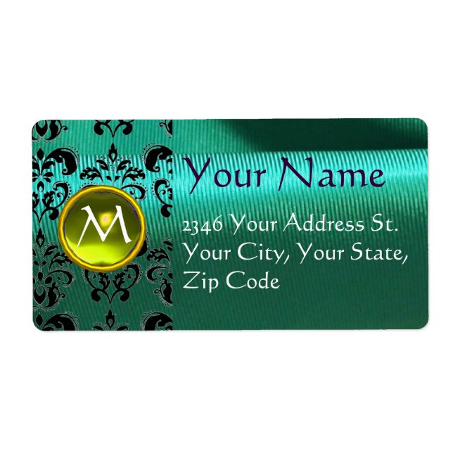 Étiquette DOMMASQUES DE SOIE GEM jaune vert bleu (Devant)