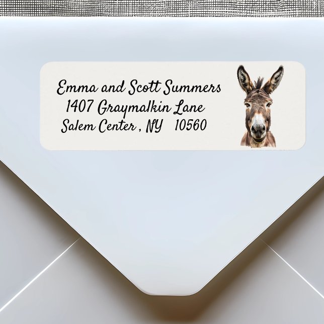 Étiquette Donkey Farm Cute aquarelle art (Créateur téléchargé)