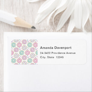 Étiquette Donut Motif mignon Adresse colorée