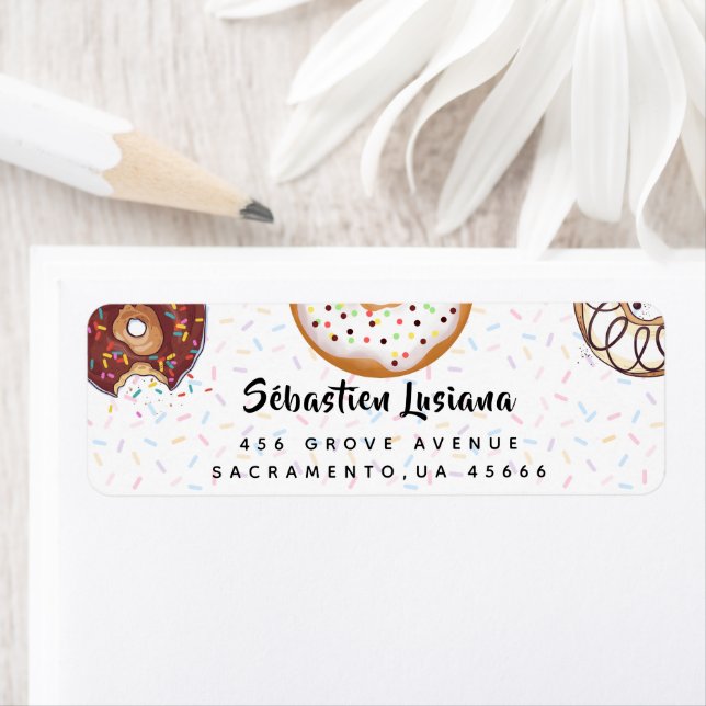 Étiquette Donuts And Sprinkings Adresse de retour (En situation)