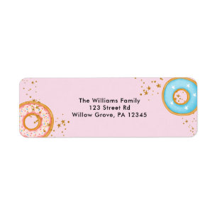 Étiquette Donuts Gold Sprinkings Pink Adresse de retour