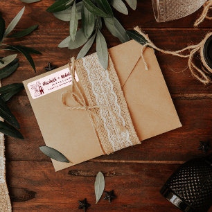 Étiquette Doodle mignon à couple blanc   Mariage de monogram