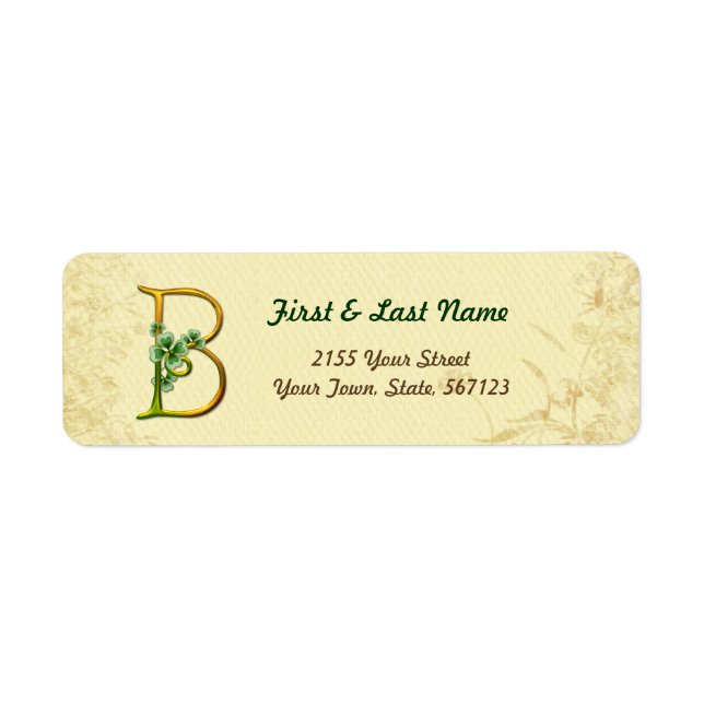 Étiquette d'or irlandais Monogramme B (Devant)