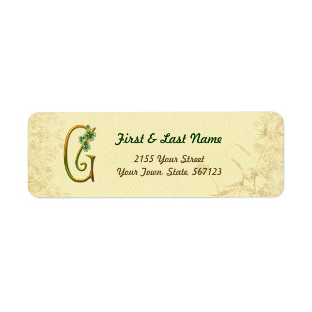 Étiquette d'or irlandais Monogramme G (Devant)