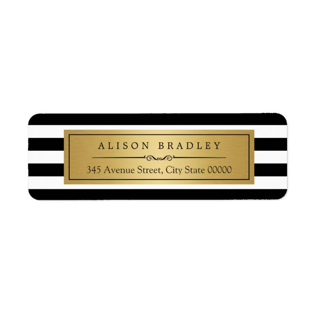 Étiquette d'or noir noir rayures blanches (Devant)