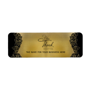 Étiquette dorado con rosas para negocios personalizada