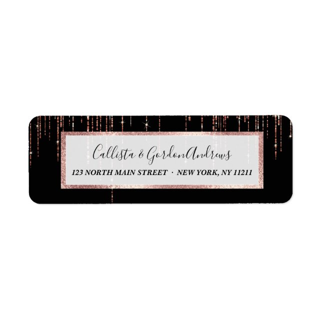 Étiquette Dory Rose Noire Gold Sparkly Glitter Fringe (Devant)