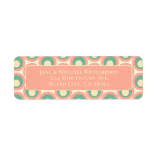 Étiquette Dots Mod Retro esthétique rose pâle et Turquoise