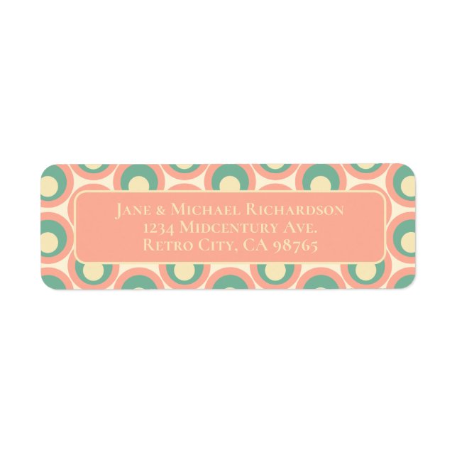 Étiquette Dots Mod Retro esthétique rose pâle et Turquoise (Devant)