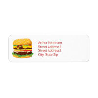 Double Cheeseburger Adresse de retour Label Blanc