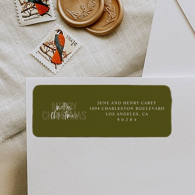 Étiquette Double moderne Joyeux Noël Adresse de retour (Modern double Merry Christmas festive return address labels.)
