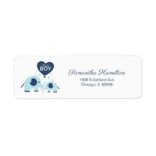 Étiquette Douce Éléphant Bleu Garçon Baby Shower