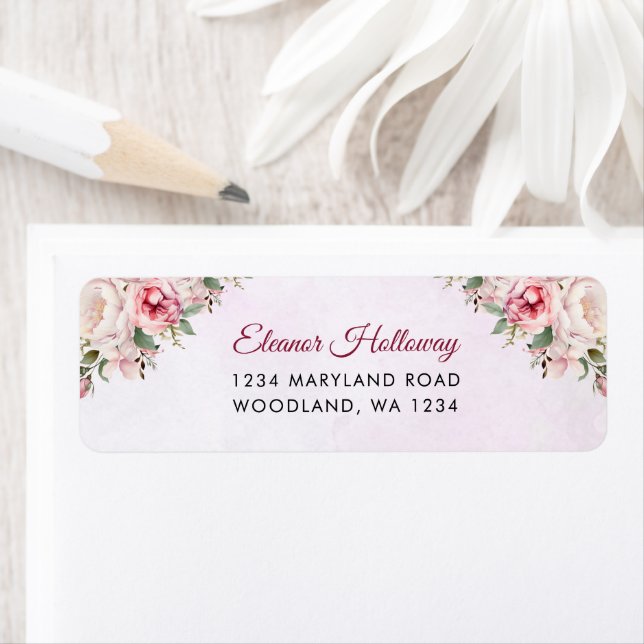Étiquette Douce Fête de Mariage Fleurs Roses  (En situation)