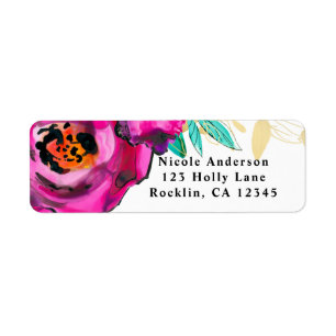Étiquette Douce Rose Moderne Florale Aquarelle Enterrement d