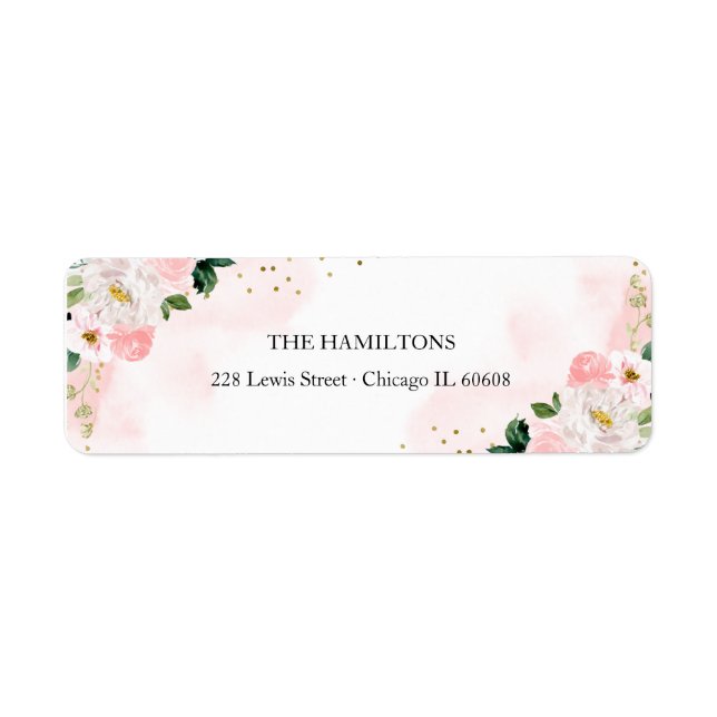 Étiquette Doux 16 Aquarelle Bleue Floral Adresse de retour (Devant)