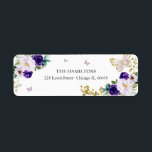 Étiquette Douze ans charmants Papillon floral or violet<br><div class="desc">Adorable, invitation pour une fête d'anniversaire des seize ans avec fleurs dorées violettes, adresse de retour. Facile à personnaliser avec vos informations. N'hésitez pas à me contacter via le chat si vous avez des questions sur l'œuvre d'art ou si vous avez besoin d'une personnalisation. Consultez la collection pour d'autres articles....</div>