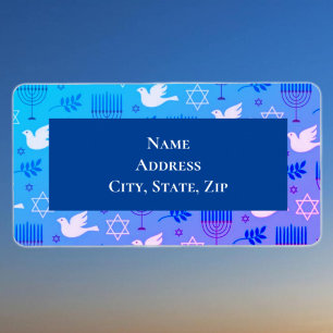 Étiquette Doves, Menorah et étoiles