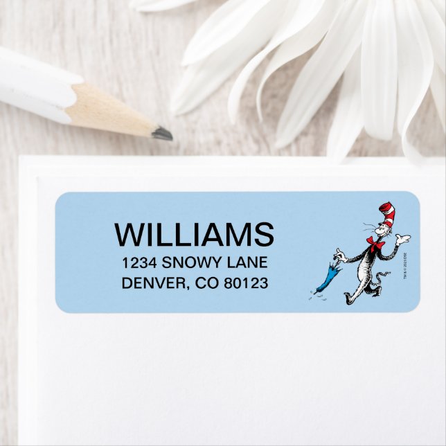 Étiquette Dr Seuss | Chat dans la marche des parapluies Casq (En situation)