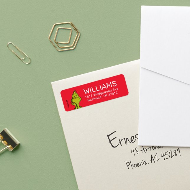 Étiquette Dr Seuss | Joyeux Grinchmas Le Grinch Holiday Lab (Label on envelope)