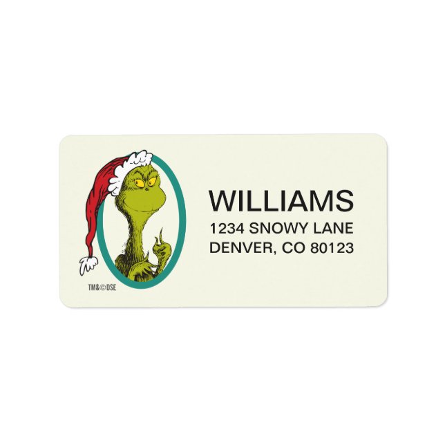 Étiquette Dr. Seuss | The Grinch (Devant)