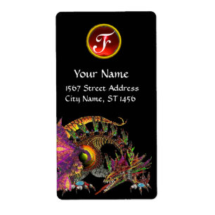 Étiquette DRAGO / IMAGINAIRE OR DRAGON Rouge Ruby Gem Monogr