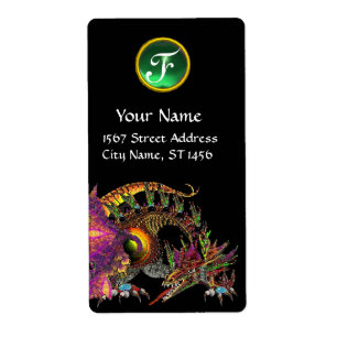 Étiquette DRAGO, Monogramme de Jade Vert