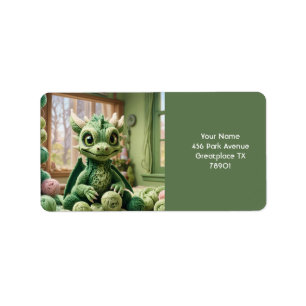 Étiquette Dragon à fils vert mignon Imaginaire
