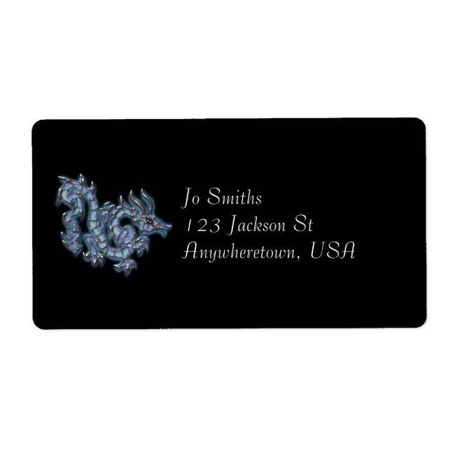 Étiquette dragon bleu cool (Devant)