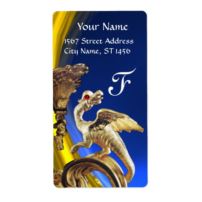 Étiquette DRAGON D'OR SAPHIRE BLEU AMÉTHYST Monogramme (Devant)