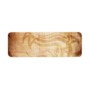 ÉTIQUETTE DRAGON TRIBAL GRUNGE BROWNS IMAGINAIRES ARRIÈRE -