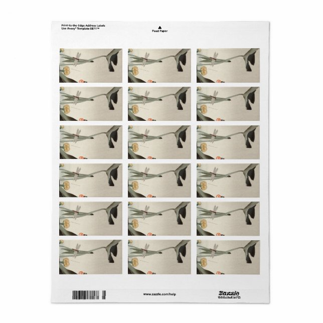 Étiquette Dragonfly and Lotus, 1920 par Ohara Koson (Feuille entière)