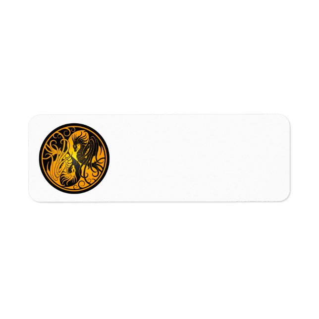 Étiquette Dragons Yin Yang Jaune et Noir (Devant)