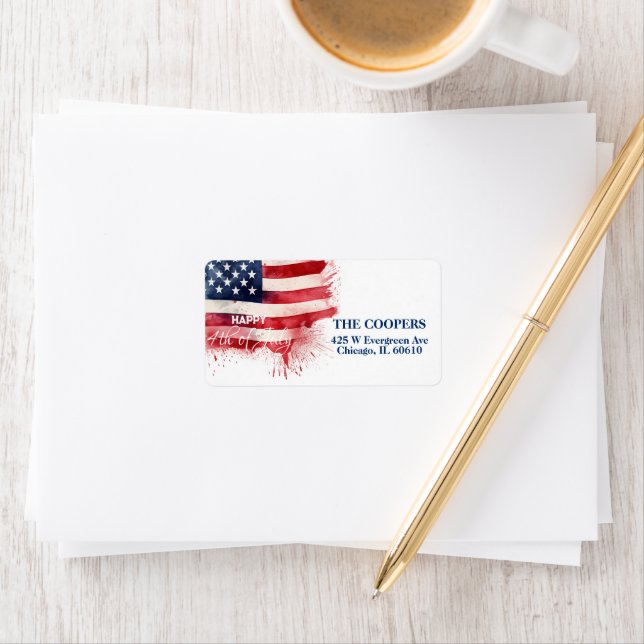 Étiquette Drapeau américain patriotique heureux 4 juillet pe (En situation)
