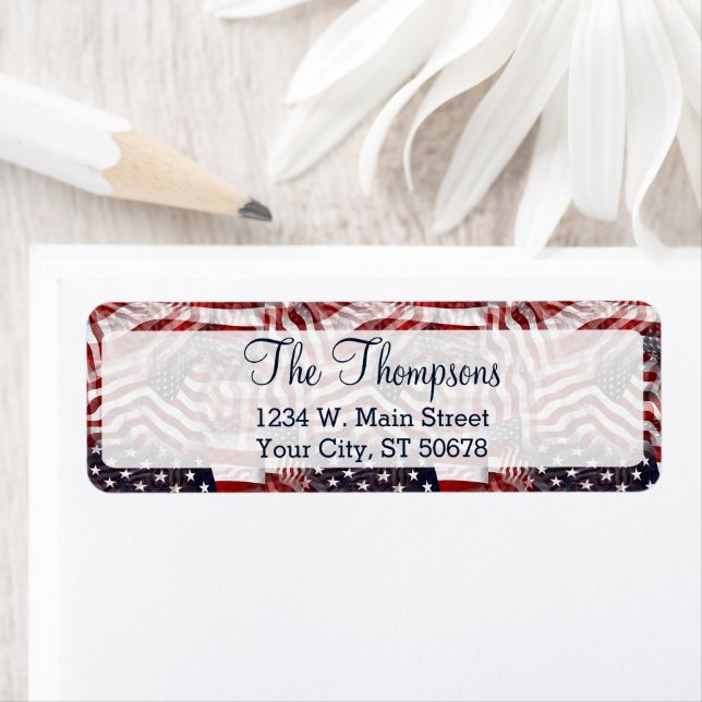 Étiquette Drapeau américain personnalisé Rouge Blanc Bleu Bl (En situation)