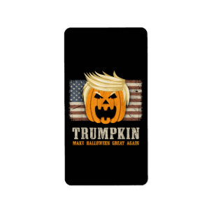 Étiquette Drapeau américain Vintage Halloween Trumpkin Funny