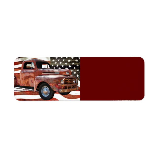 Étiquette Drapeau américain vintage Red Truck (Devant)