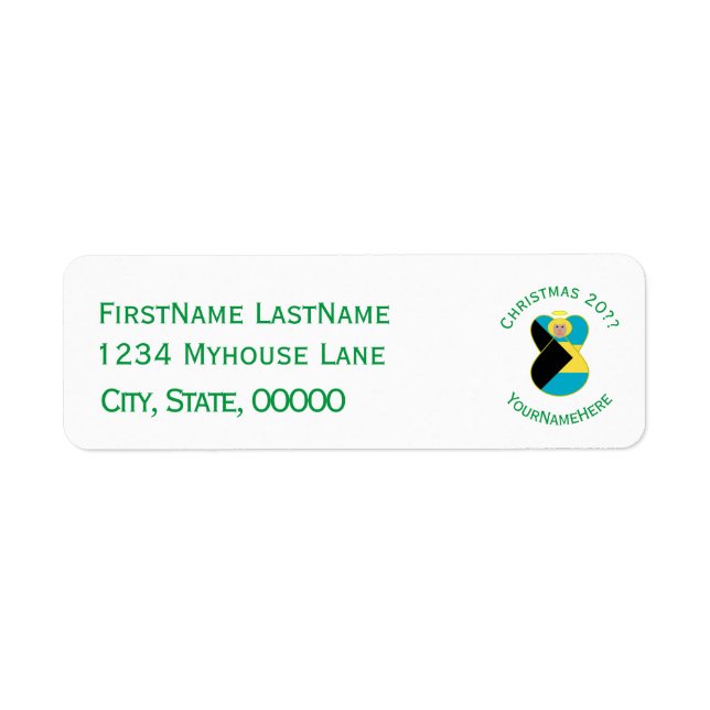 Étiquette Drapeau bahaméen Blonde Angel Noël personnalisé (Devant)