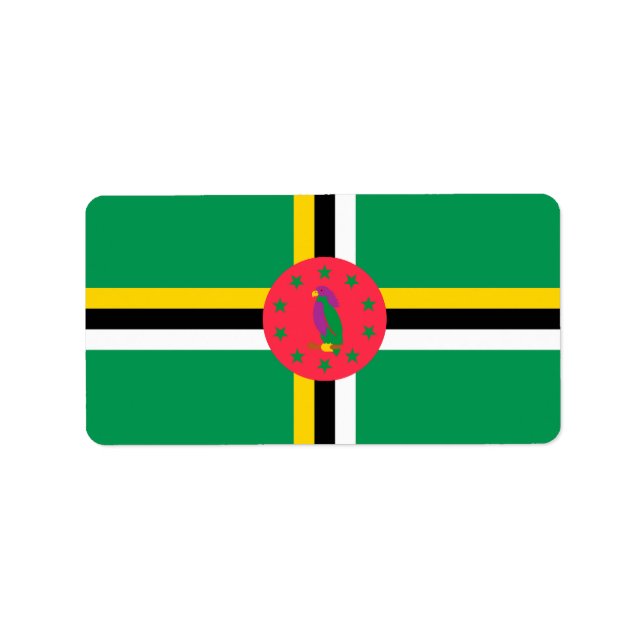 Étiquette Drapeau de la Dominique (Devant)