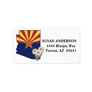 Étiquette Drapeau de l'Arizona Fleur d'État Saguaro Cactus B