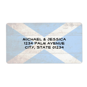 Étiquette Drapeau de l'Ecosse sur le vieux grain en bois