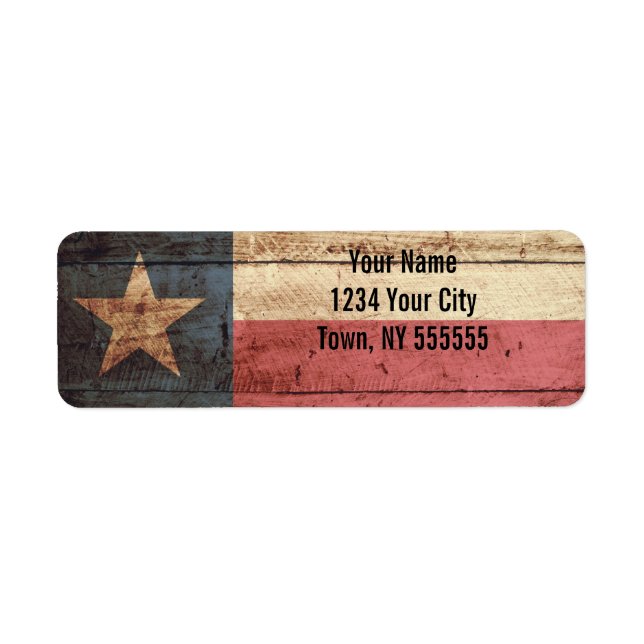Étiquette Drapeau de l'État du Texas sur le vieux grain de b (Devant)