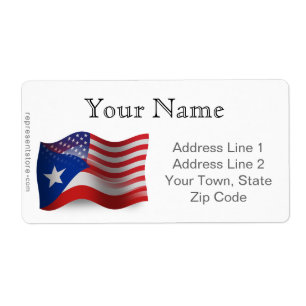 Étiquette Drapeau de ondulation Rican-Américain de Puerto