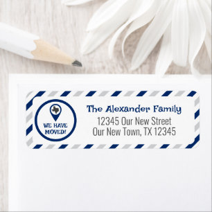 Étiquette Drapeau d'État bleu Nous avons déplacé Déménagemen