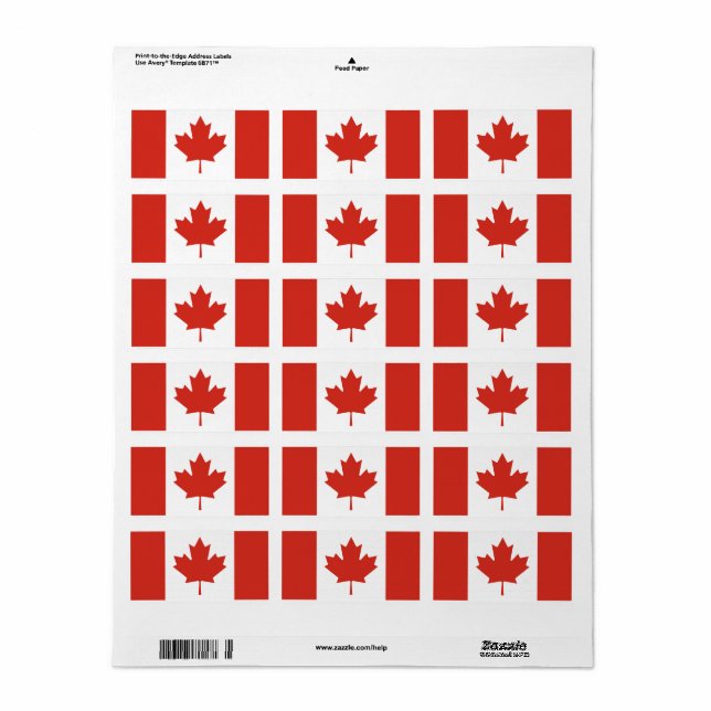 Étiquette Drapeau du Canada découpé sur mesure  (Feuille entière)