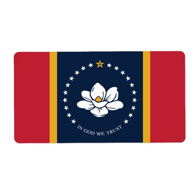 Étiquette Drapeau du Mississippi - Nouveau Drapeau de Magnol (Devant)