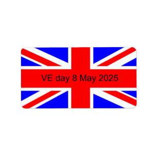 Étiquette Drapeau du Royaume-Uni VE jour 2025