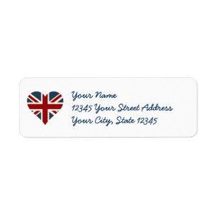 Étiquette Drapeau en forme de coeur d'Union Jack