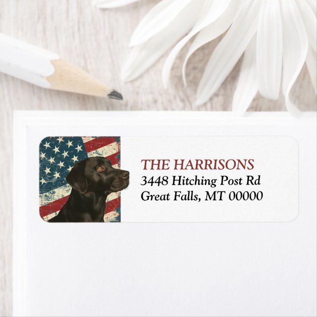 Étiquette Drapeau Grunge USA Black Labrador Retriever Chien (En situation)
