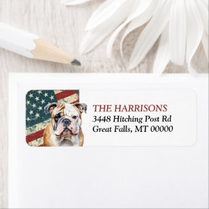 Étiquette Drapeau Grunge USA Bulldog