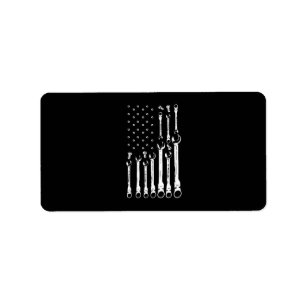 Étiquette Drapeau mécanique Drapeau patriotique américain Mé
